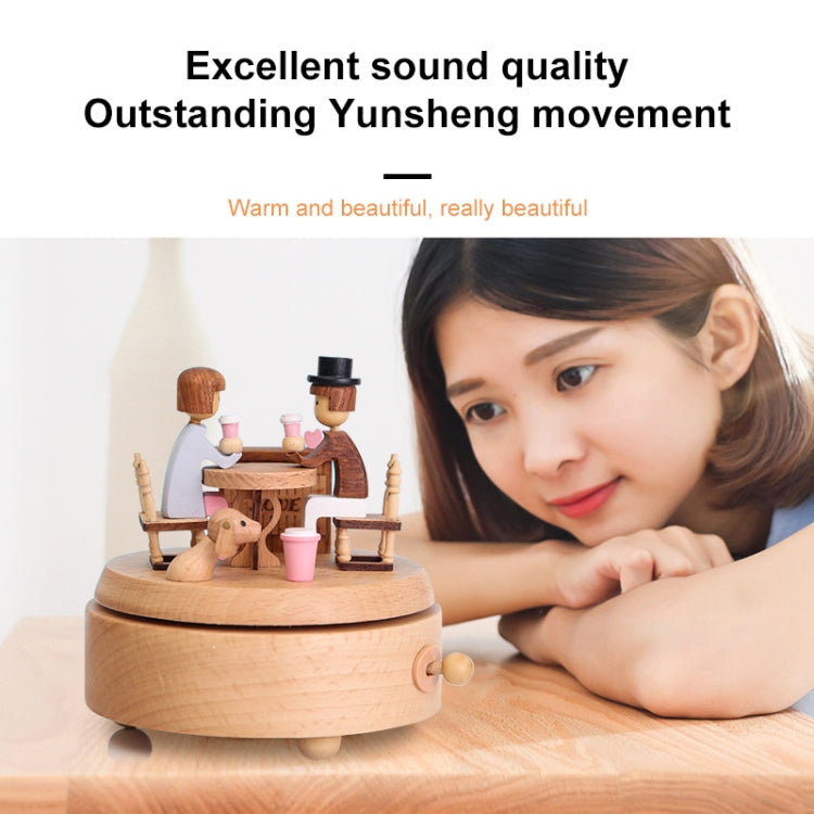 Creative Rotating Wooden Music Box Home Desktop Decoration, Lover Dating