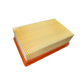 Vacuum filter element, angled view, yellow pleated paper over orange base