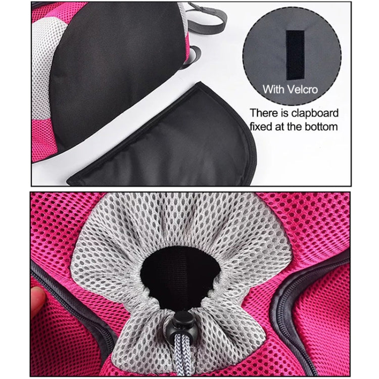 Close-up of ventilated mesh opening on dog carrier backpack, pink and black accents