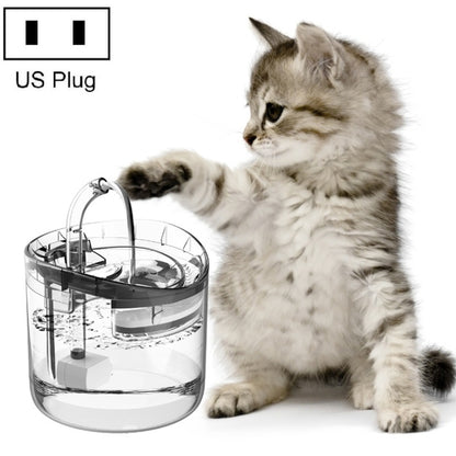 Transparent pet water dispenser fountain with circulating pump and stainless tray, US plug