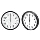 WiFi wall clocks with black frames and white faces, black hour and minute hands