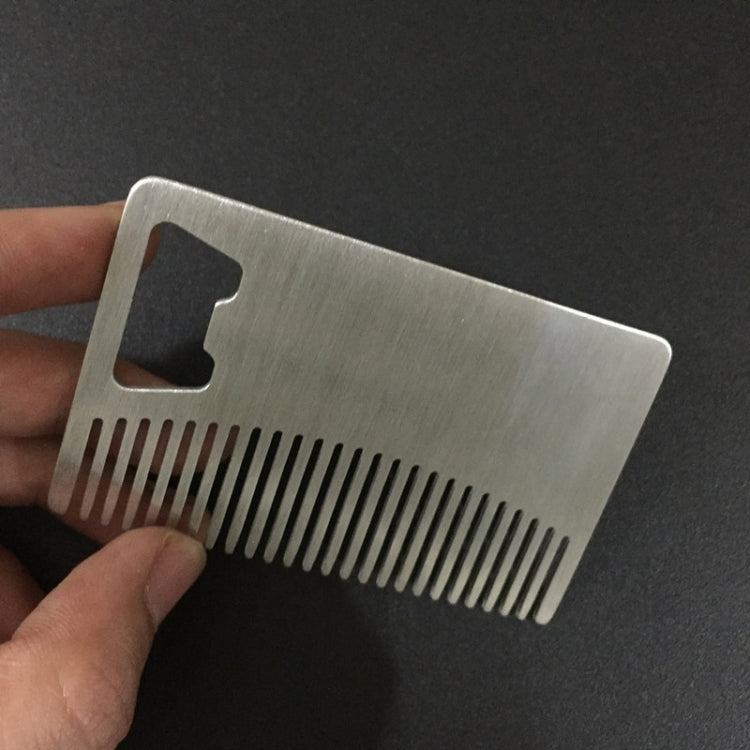 Metal beard comb card tool with comb teeth and grip slot