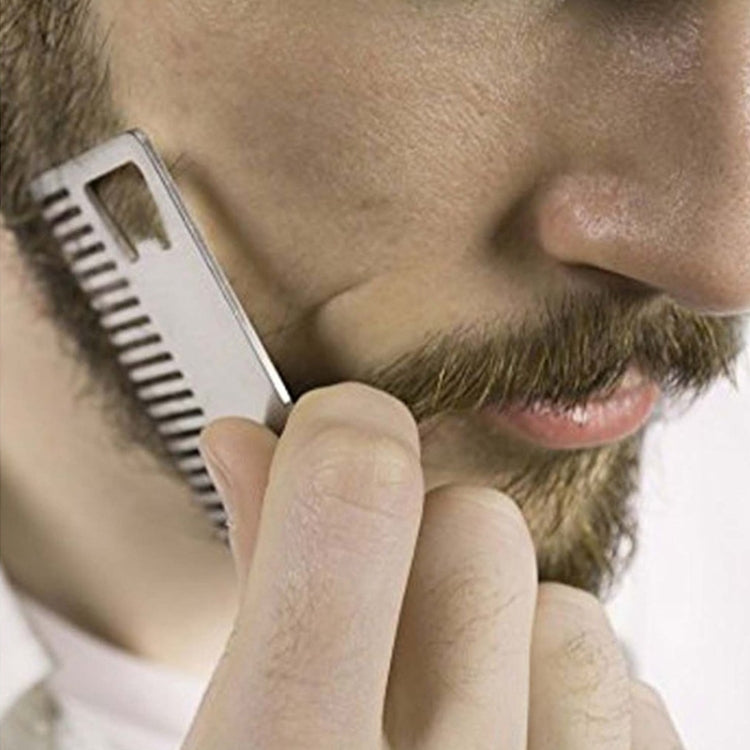 Metal beard comb card used on facial hair, small comb