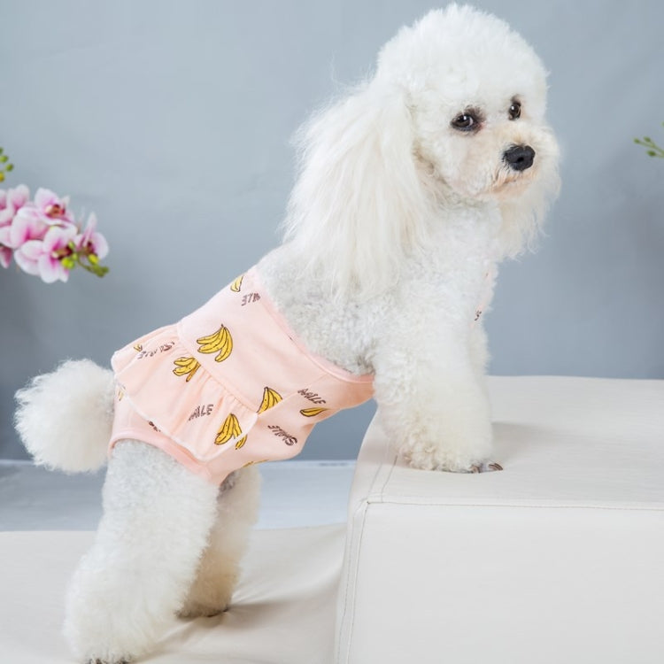 Pink banana-printed dog physiological pants with soft straps