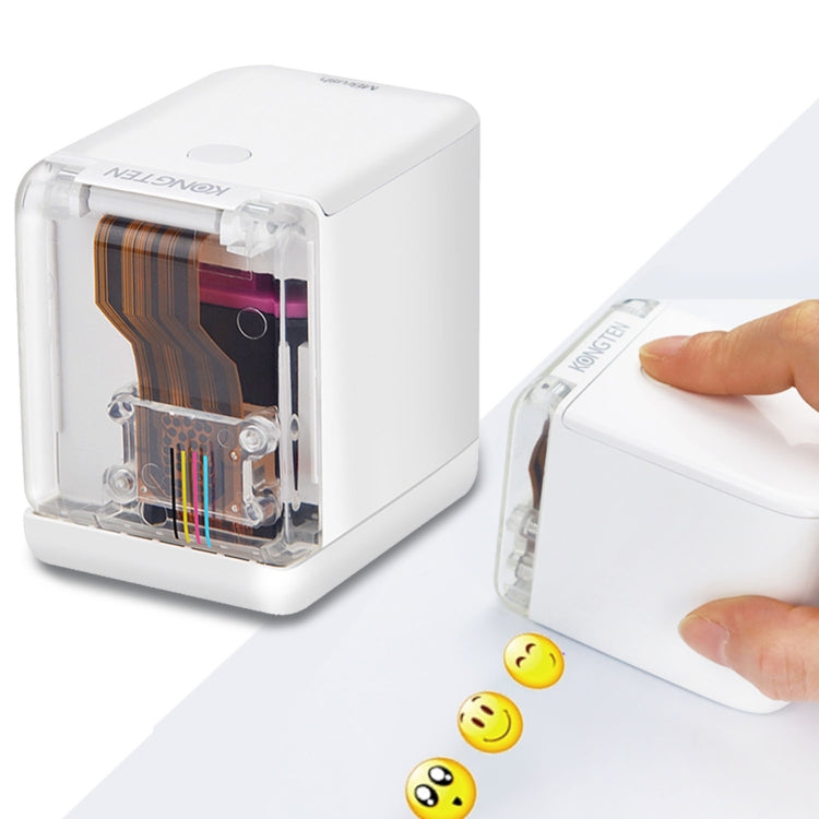 Handheld portable color inkjet printer with transparent cartridge window, white body