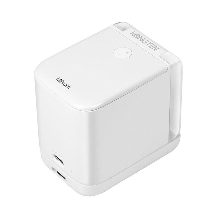Compact portable inkjet printer, white casing with top and front ports