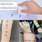 Handheld portable color printer producing prints, shown with example designs