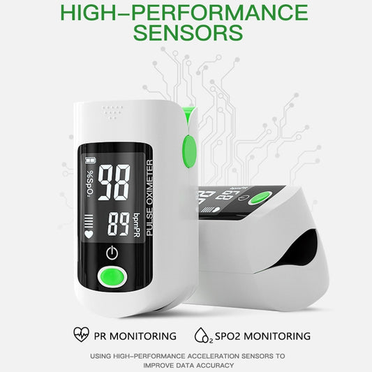 X1805 Oxygen Saturation Detector Medical Monitoring Heart Rate Finger Clip Oximeter, Blue, Green, Black