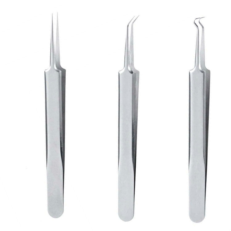 Stainless steel acne clamp tools set of three, straight forked tips