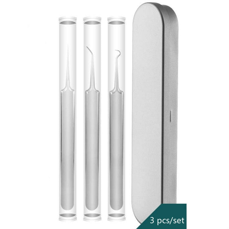 Stainless steel acne extraction tools with three clamp tools and storage case