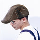 Light coffee PU leather peaked cap with lace-up strap and metal eyelets, one size.