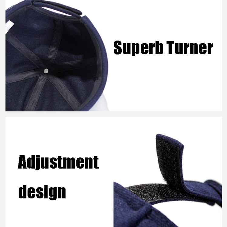 Navy landlord hat interior view with adjustment strap and ventilation panel.
