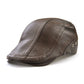 Light coffee PU leather perforated peaked cap with eyelet studs