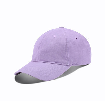 Light purple washed baseball cap, curved brim and stitched front panels