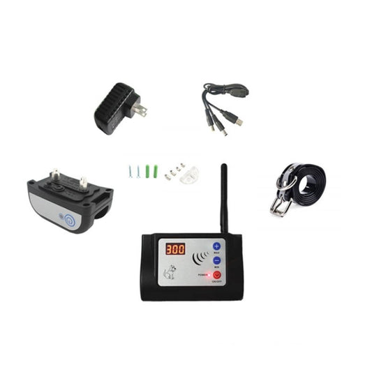 Wireless pet fence receiver kit with collar base, antenna, charger, and cables
