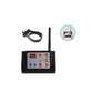 Wireless dog trainer remote with receiver collars, showing LCD controls and antenna