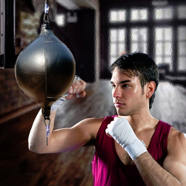 Hanging boxing speed ball, dark black-brown pear with chain and adjustable strap