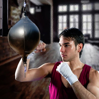 Hanging boxing speed ball, dark black-brown pear with chain and adjustable strap