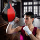 Hanging boxing speed ball, red and black teardrop with chain and adjustable attachment