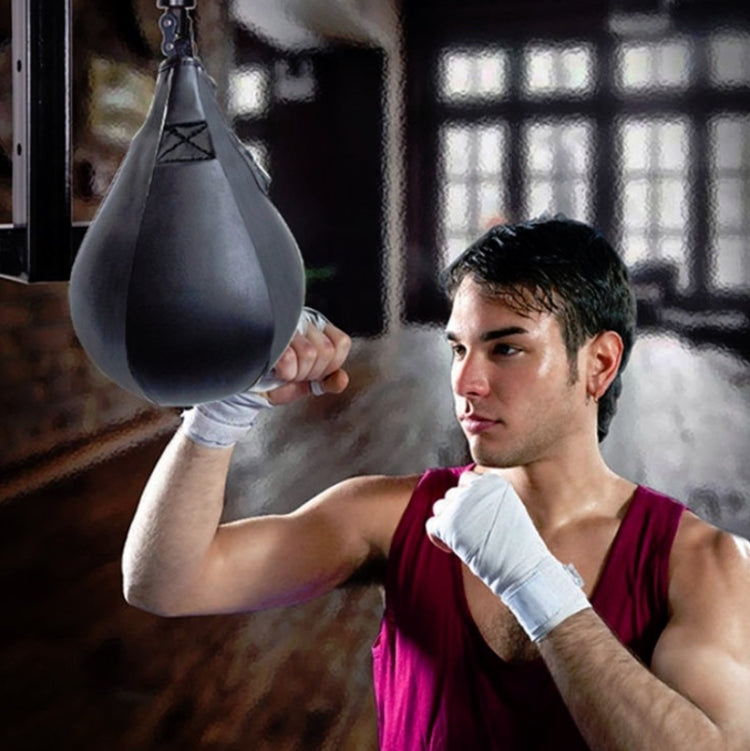 Hanging boxing speed ball, dark black-brown pear with chain and adjustable strap