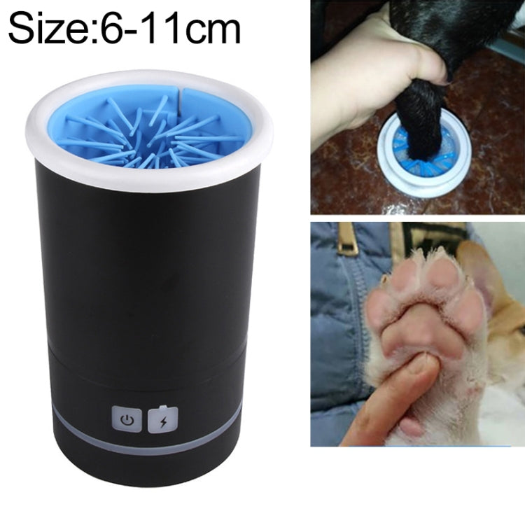 Pet foot-washing cup, small size (6-11cm), black body, white rim, blue brush tray
