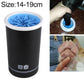 Pet foot-washing cup, large size (14-19cm), black body, white rim, blue brush tray