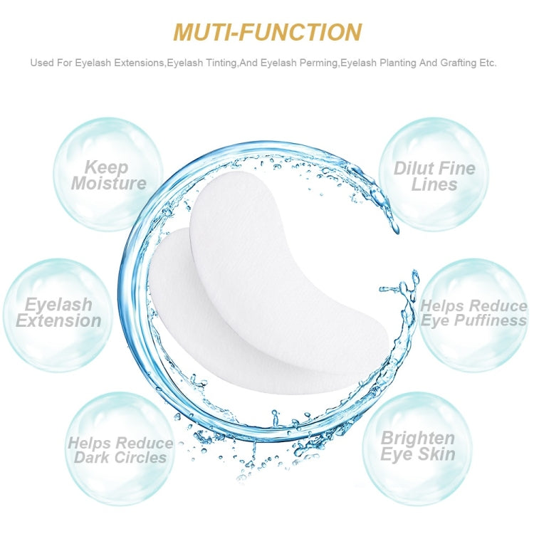 White half-moon under-eye patch pad with surrounding hydration graphics
