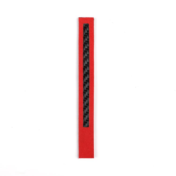 Red steering wheel centering sticker strip with carbon-fiber texture insert