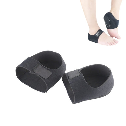 Black gel heel protective cover, cushioned slip-on pad with hook-and-loop strap