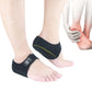 Black heel gel protective cover with cushioned pad and fabric strap for comfort