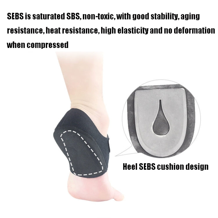 Black heel gel cushion cover with cushioned heel cup and fabric toe strap