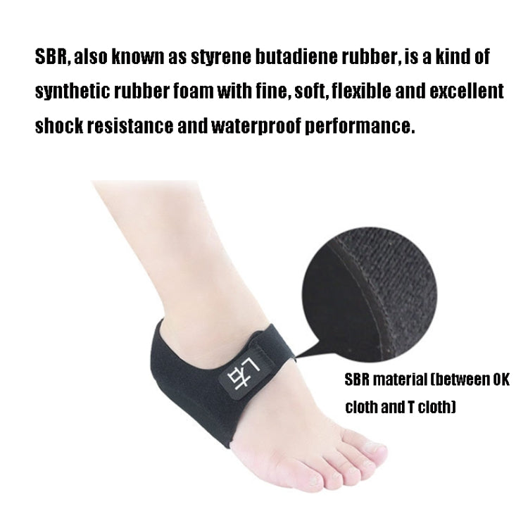 Black heel gel protective cover with fabric strap and cushioned heel pad