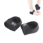 Black gel heel protective covers with printed logo patch, hook-and-loop strap
