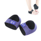 Purple and blue gel heel protective covers with printed logo patch