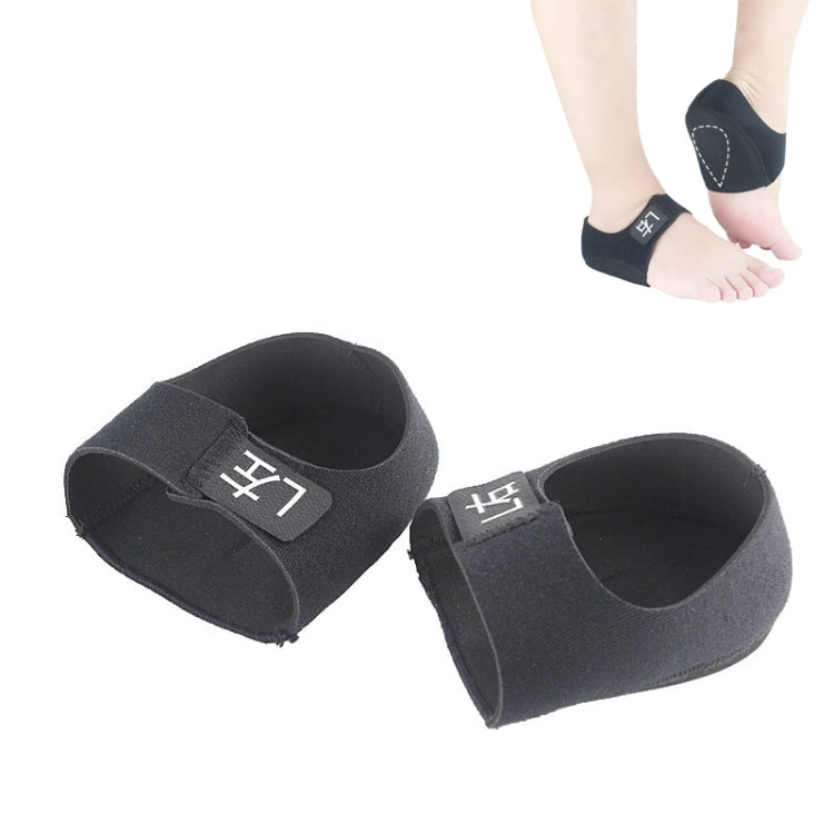 Black gel heel protective covers with printed logo patch, cushioned heel pads