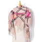Plaid fringed scarf in blush pink and beige with black check lines