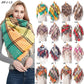 Plaid fringed scarf collage showing multiple colors and patterns