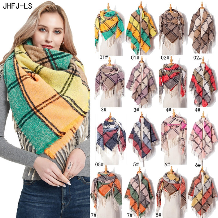 Plaid fringed scarf collage showing multiple colors and patterns