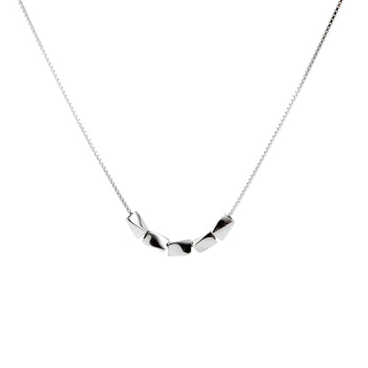 Sterling silver necklace with five polished link charms at center