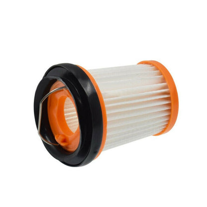 Vacuum filter cartridge, pleated white core, orange rim, black frame