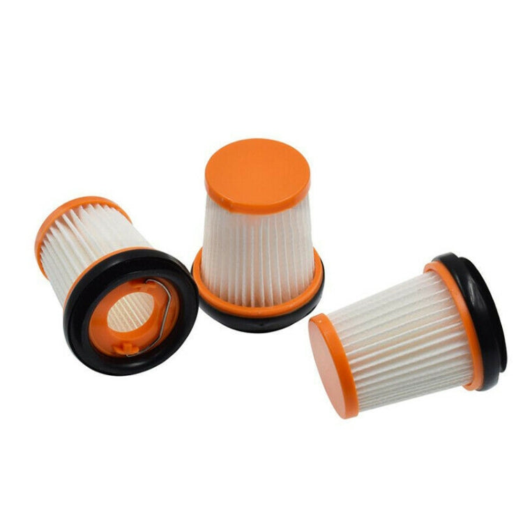Vacuum filter cartridges set: pleated white filters with orange caps and black collars