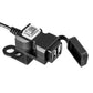 Black dual USB motorcycle handlebar charger with two USB ports and protective cover