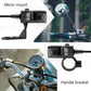 Black dual USB handlebar charger with mirror-mount and handle bracket components
