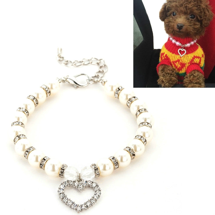 Pet Supplies Pearl Necklace Pet Collars Cat and Dog Accessories, S, M, L