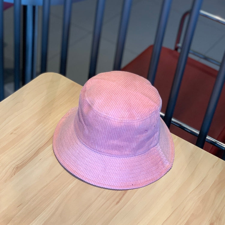 Pink corduroy fisherman hat with wide brim and foldable crown
