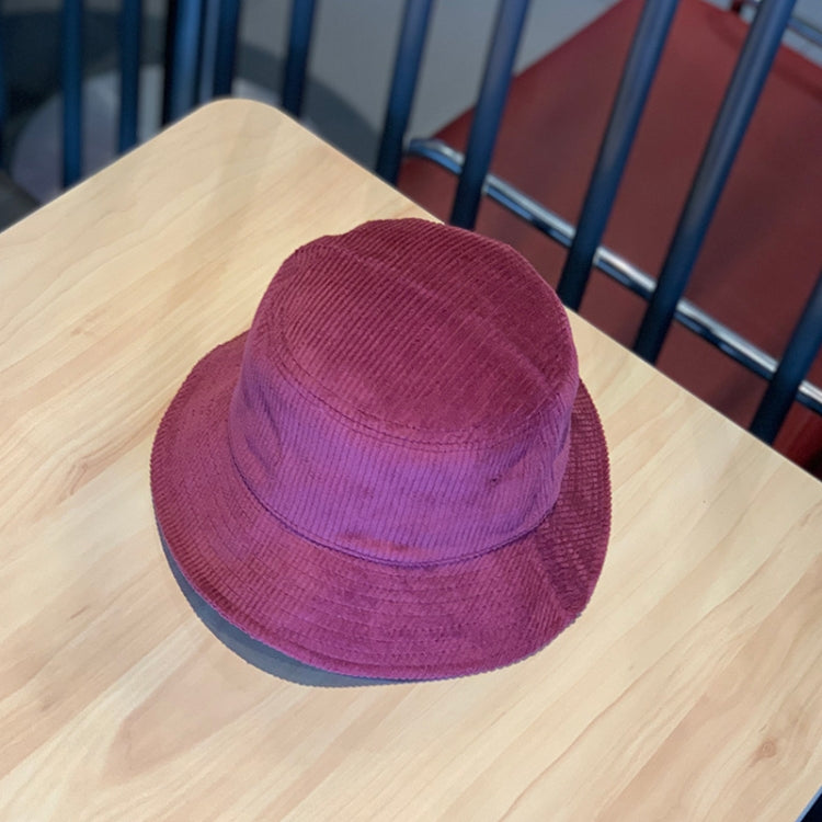 Burgundy corduroy fisherman hat with wide brim and foldable crown