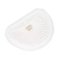 Vacuum cleaner filter, white pleated fan media with tan center, compact triangular frame