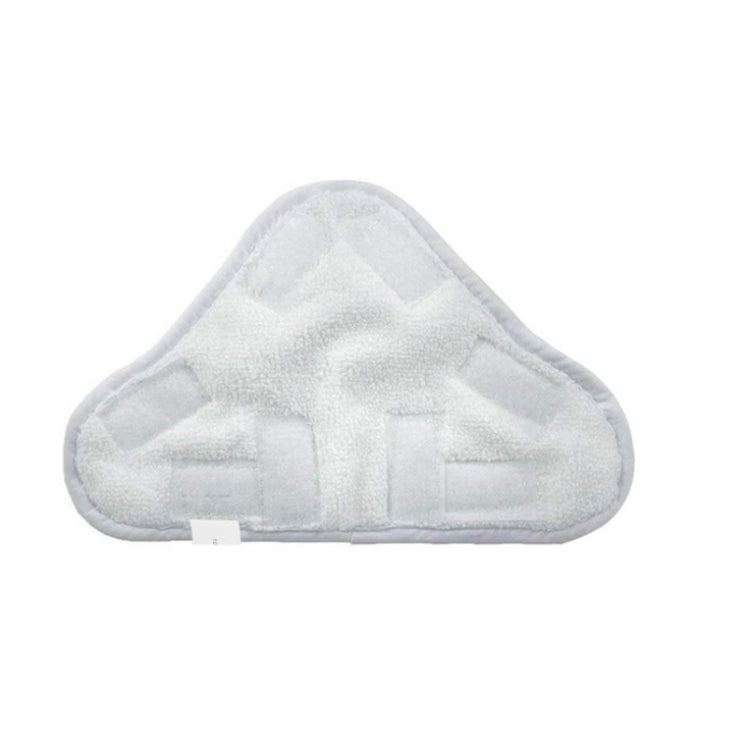 Triangular light-gray steam mop pad with terry cloth surface and stitched channels