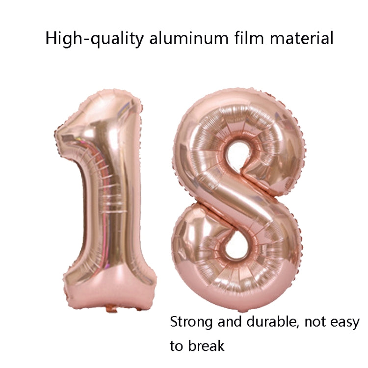 Rose gold foil number balloons 1 and 8, close-up