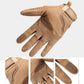 Beige outdoor gloves with knuckle padding and textured grip fingertips, wrist strap